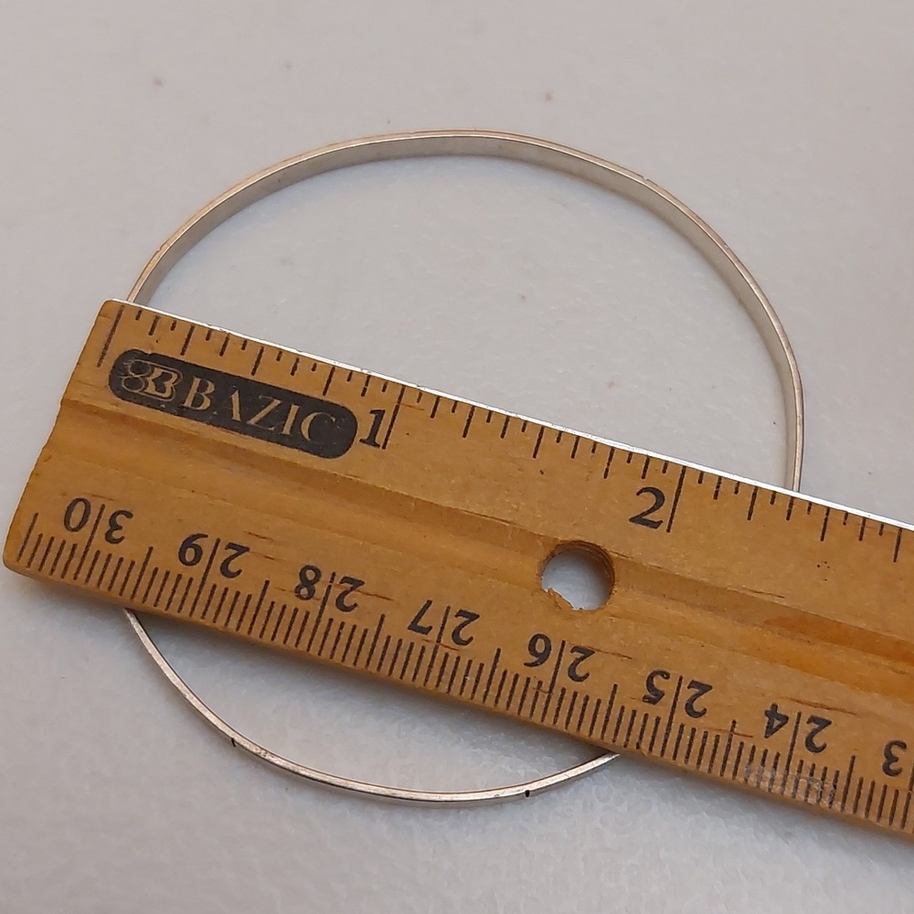 Unsigned Sterling Silver Two Tone Texture Segmented Bangle Bracelet - Picture 5 of 5
